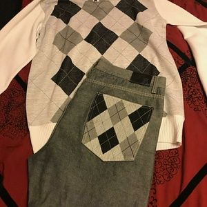 BRAND NEW Matching Argyle Sweater & Jeans!